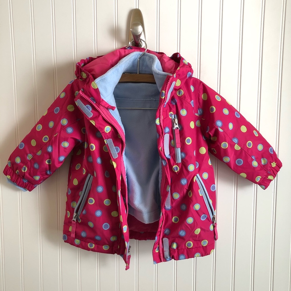 Lands End Kids Winter Coat Pink Polka Dots 2T